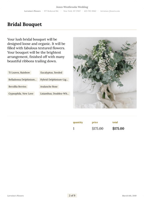 Wedding Proposal Form For Florist